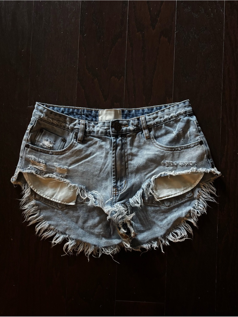 Light Blue Distressed Denim Shorts